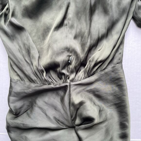 ZADIG & VOLTAIRE Rozo Satin Dress Draped Waist Deep Neckline 3/4 Sleeves Size XS - Picture 15 of 16